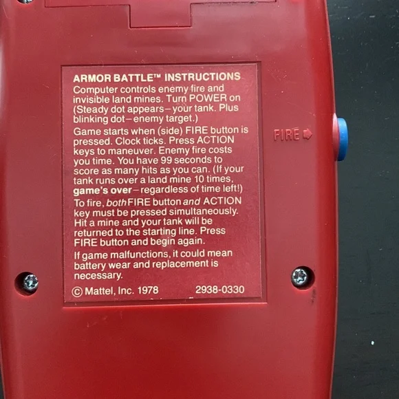 Vintage Mattel Electronics Handheld Armor Battle -1978 - Picture 3 of 3